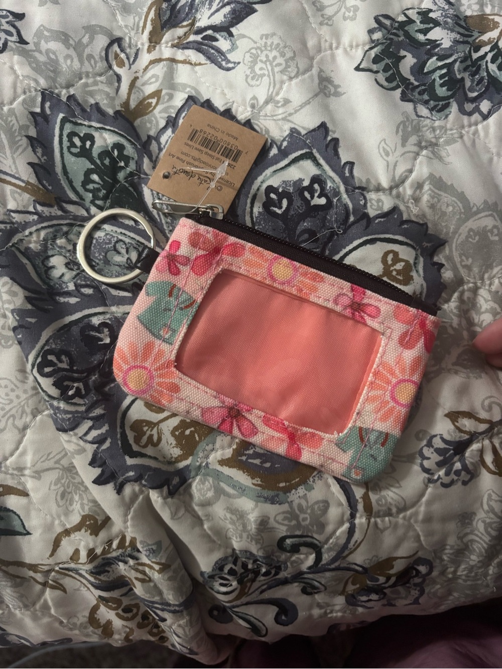 Simply Southern Floral Pink Coral Card Holder Keychain